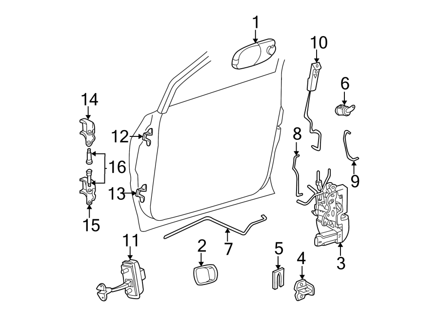 Dodge Grand Caravan Lock. Latch. Door. All Models; Left; w/Power Locks