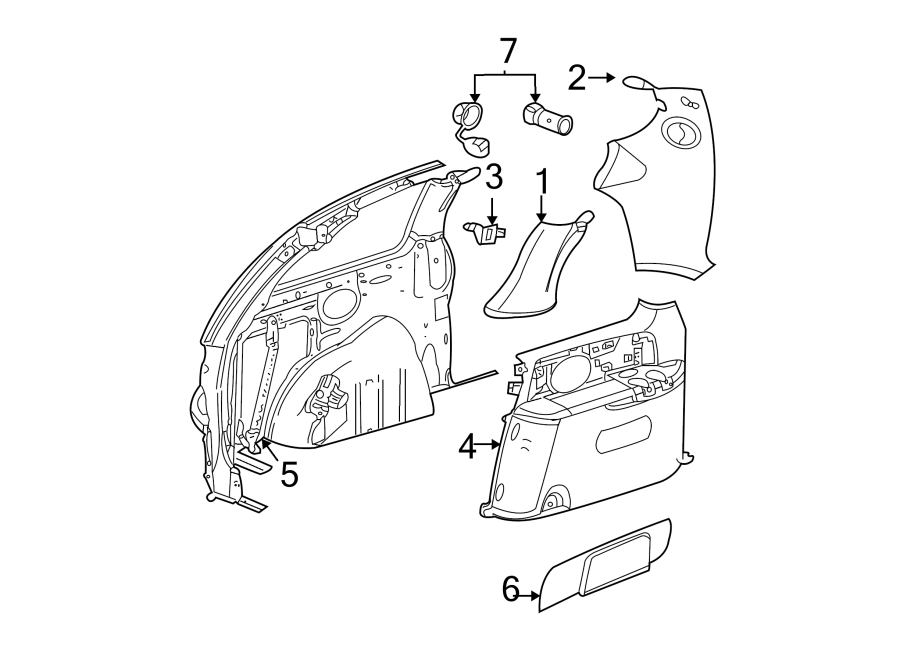 Chrysler Town & Country Interior Quarter Panel Trim Panel ...